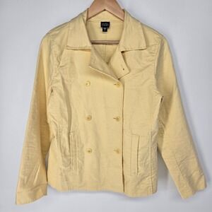 Eileen Fisher Blazer‎ Women S Yellow Double Breasted Twill Jacket Professional